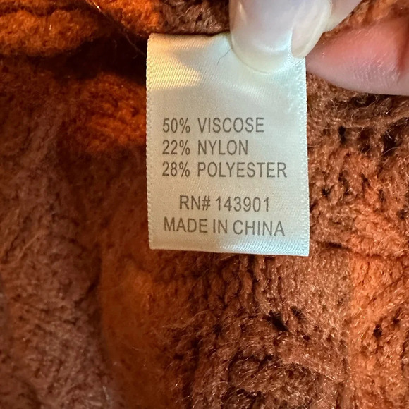 Coco + Carmen Open Front Cardigan Scallop Arm Hem 3/4 Sleeve S/M Rust Orange - Picture 7 of 9